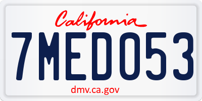CA license plate 7MED053