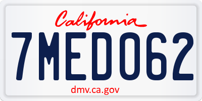 CA license plate 7MED062