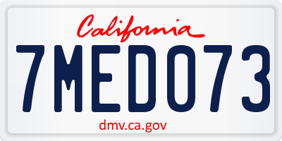 CA license plate 7MED073