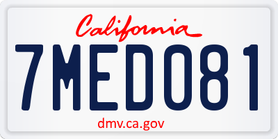 CA license plate 7MED081