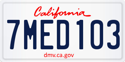 CA license plate 7MED103