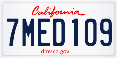 CA license plate 7MED109