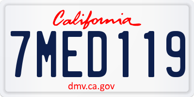 CA license plate 7MED119