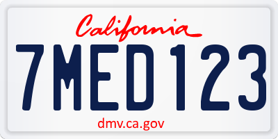 CA license plate 7MED123