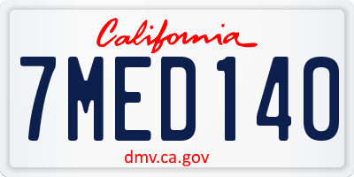 CA license plate 7MED140