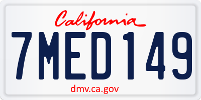 CA license plate 7MED149
