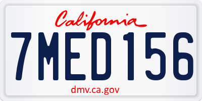 CA license plate 7MED156