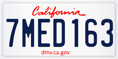 CA license plate 7MED163