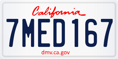 CA license plate 7MED167