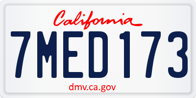 CA license plate 7MED173