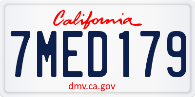 CA license plate 7MED179