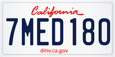 CA license plate 7MED180
