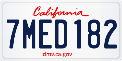 CA license plate 7MED182