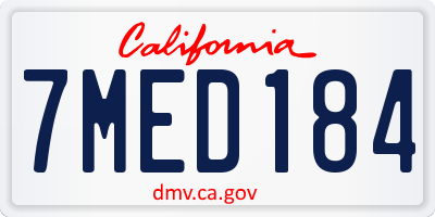 CA license plate 7MED184
