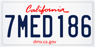 CA license plate 7MED186