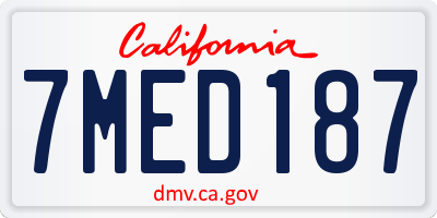 CA license plate 7MED187