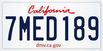 CA license plate 7MED189
