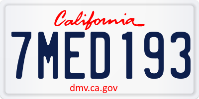 CA license plate 7MED193