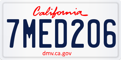 CA license plate 7MED206