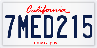 CA license plate 7MED215
