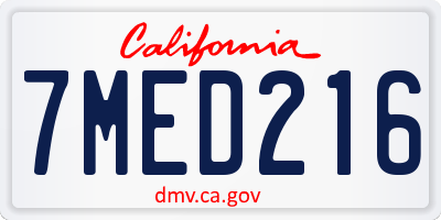 CA license plate 7MED216