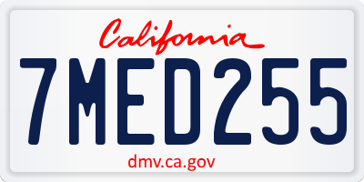CA license plate 7MED255