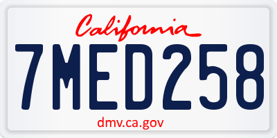 CA license plate 7MED258