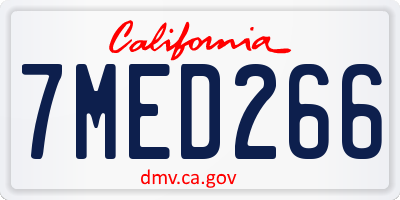 CA license plate 7MED266
