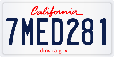 CA license plate 7MED281