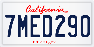 CA license plate 7MED290