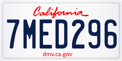 CA license plate 7MED296