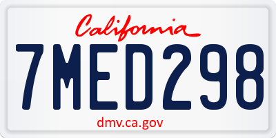 CA license plate 7MED298
