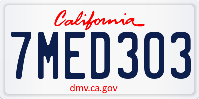 CA license plate 7MED303