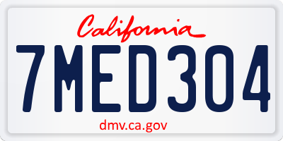 CA license plate 7MED304