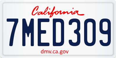 CA license plate 7MED309