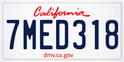 CA license plate 7MED318
