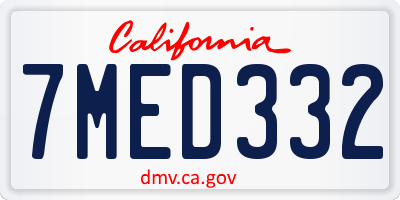CA license plate 7MED332