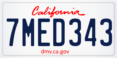 CA license plate 7MED343
