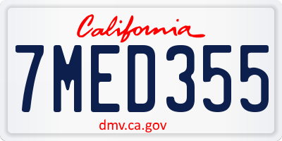 CA license plate 7MED355
