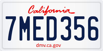 CA license plate 7MED356