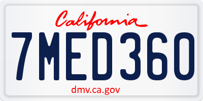 CA license plate 7MED360