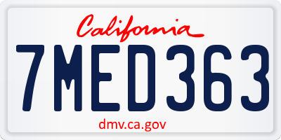 CA license plate 7MED363