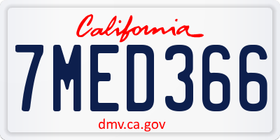 CA license plate 7MED366