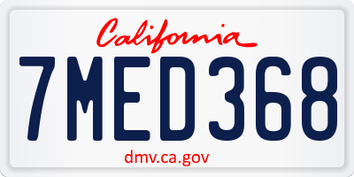 CA license plate 7MED368