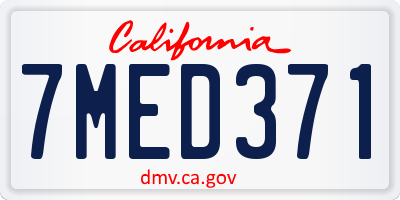 CA license plate 7MED371