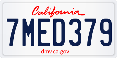 CA license plate 7MED379