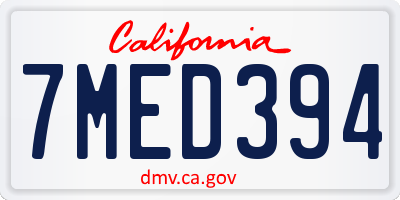CA license plate 7MED394