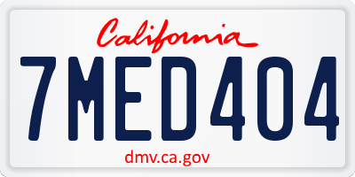 CA license plate 7MED404