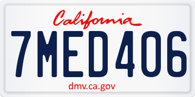 CA license plate 7MED406