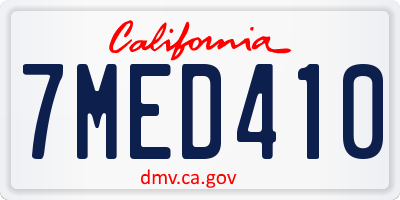 CA license plate 7MED410